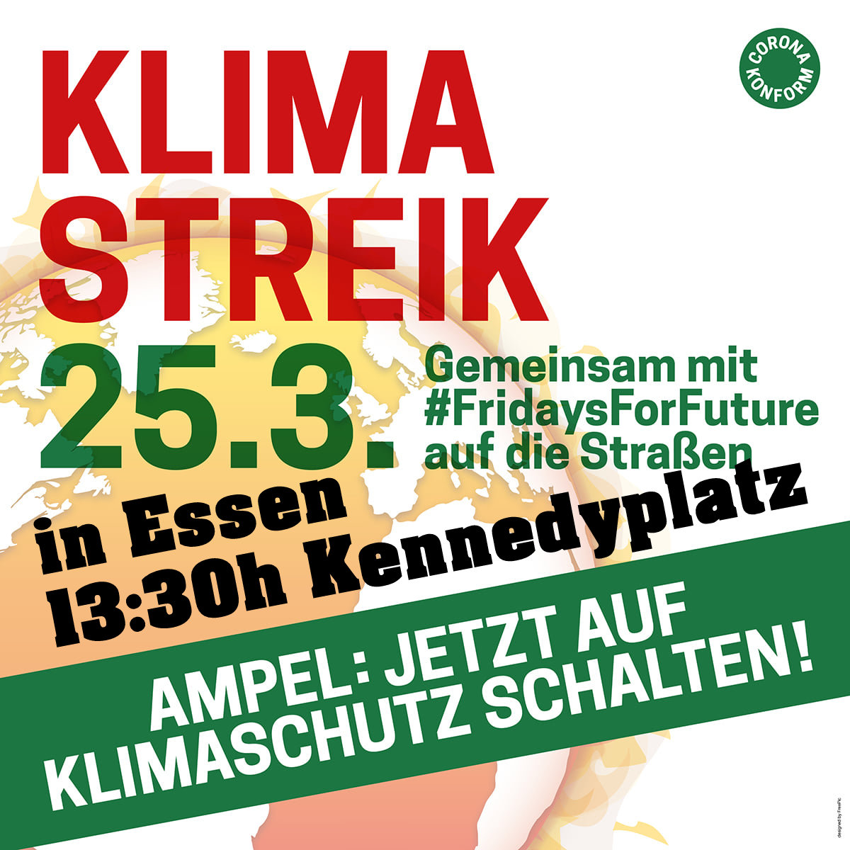 KLIMA-STREIK in Essen am Freitag 25.3. um 13:30h Kennedyplatz